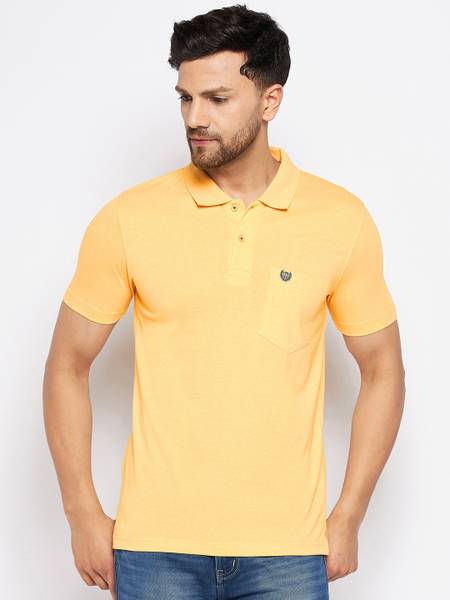 DUKE Solid Men Polo Neck Yellow T-Shirt