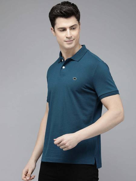THE BEAR HOUSE Solid Men Polo Neck Blue T-Shirt