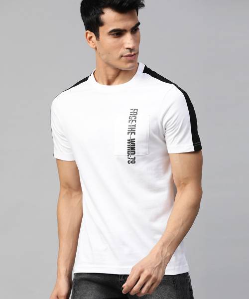 Roadster Solid Men Round Neck White T-Shirt