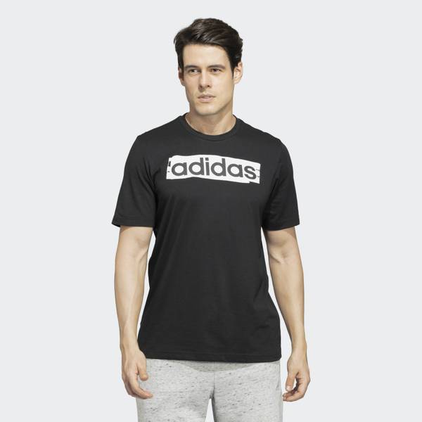 ADIDAS Typography Men Round Neck Black T Shirt Price History