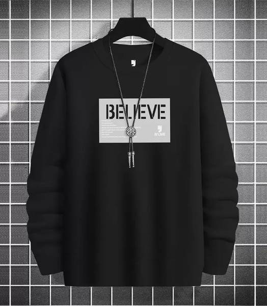 FabryKa Printed Men Round Neck Black T-Shirt