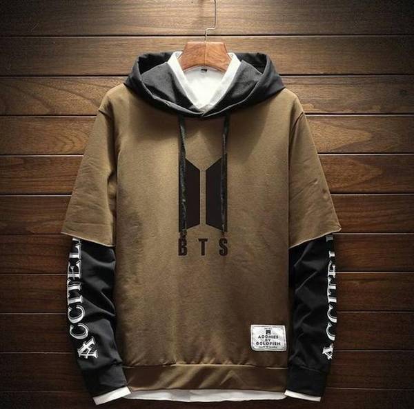 MOBOX Colorblock Men Hooded Neck Brown T-Shirt