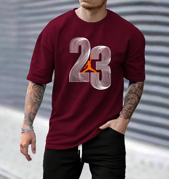 Magneto Self Design Men Round Neck Maroon T-Shirt
