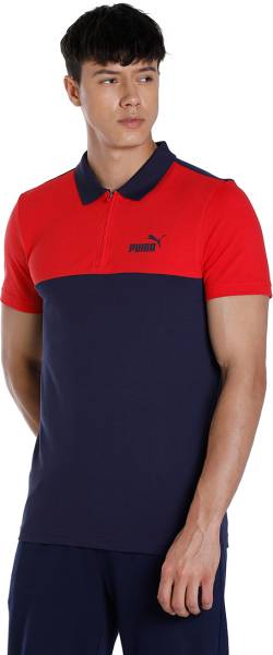 PUMA Solid Men Peter Pan Collar Blue T-Shirt