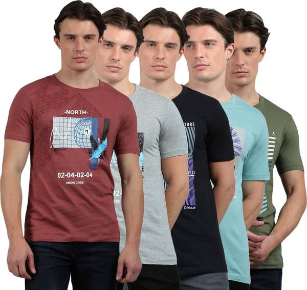Dollar Printed Men Round Neck Multicolor T-Shirt