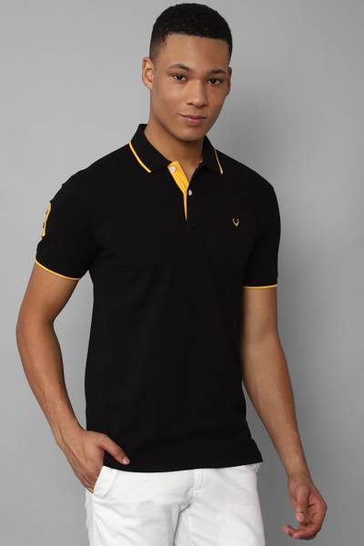 Allen Solly Solid Men Polo Neck Black T-Shirt