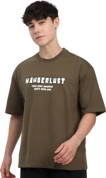 BEYOUNG Printed Men Round Neck Green T-Shirt