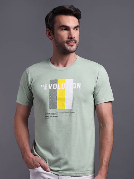 METRONAUT Printed Men Round Neck Light Green T-Shirt