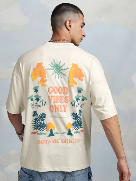 HIGHLANDER Printed Men Round Neck White T-Shirt