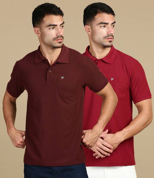 Lux Parker Solid Men Polo Neck Multicolor T-Shirt