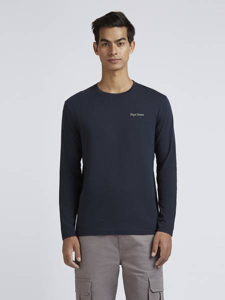 Pepe Jeans Graphic Print Men Crew Neck Blue T-Shirt