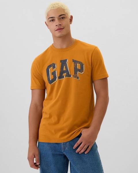GAP Graphic Print Men Round Neck Orange T-Shirt