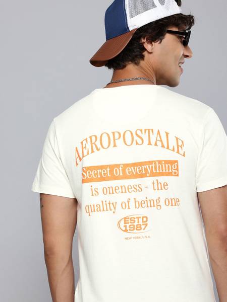 AEROPOSTALE Printed Men Round Neck White T-Shirt