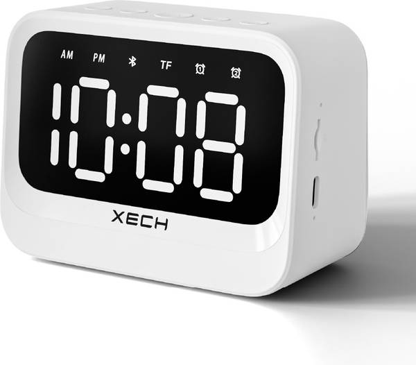 xech Digital Alarm Clock with Speaker Table clock for home, students Dual Alarms EON Black Clock
