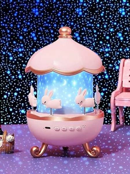 Taxzilla Rabbit Night Light Projector|6 Set Films 360 Rotating LED,Lamp Kids Room Decor Night Lamp