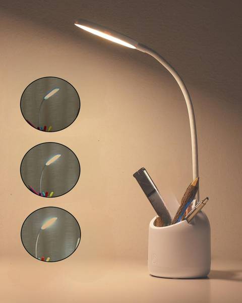 Dwiza Enterprise 3 Colour Mode Rechargeable, Flexible Gooseneck LED Study/Desk Table Lamp