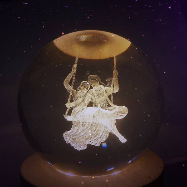 Lilone Crystal Ball Radha Krishna on Jula Night Lamp