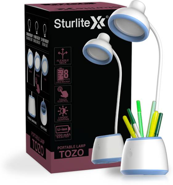 Sturlite Tozo 6W Rechargeable LED|(3 in 1) Dimmable Light|(3-28) Hrs Backup Table Lamp