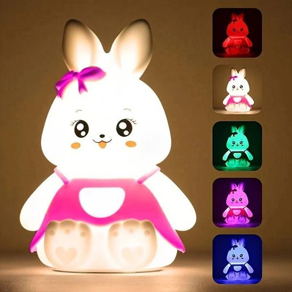 Dwiza Enterprise Girl Bunny/Rabbit Night Lamp for Kids,Gift for Girls/Boys,7 Color Changing Light Night Lamp