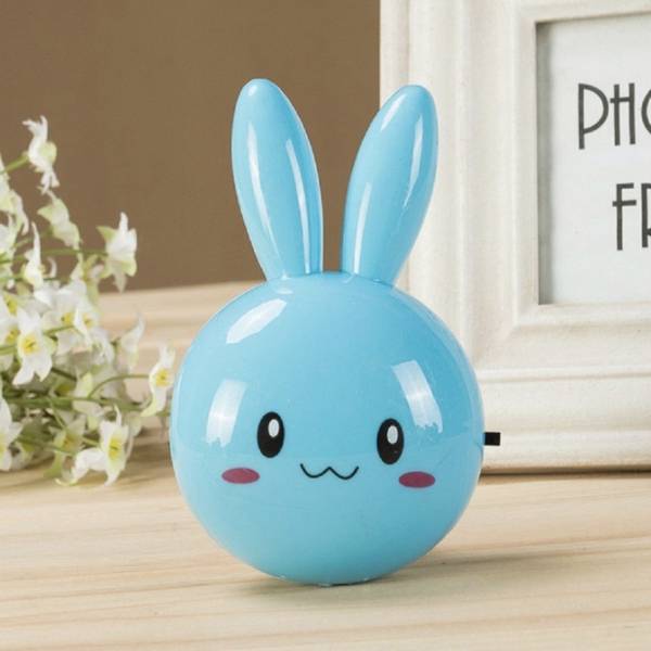 Expro Plastic Plug in Rabbit Night Lamp for Bedroom Night Light for Kids Room (Blue) Night Lamp