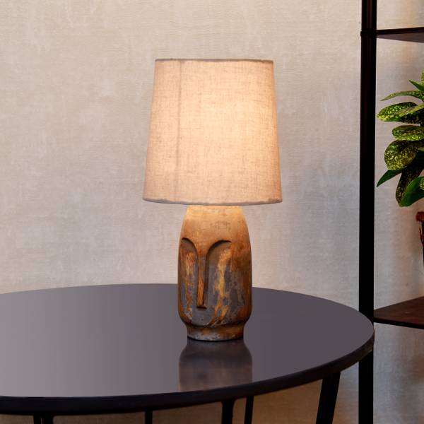Homesake Distress Small Oval Table Lamp for Bedroom Living Room Simple Retro Wood Table Lamp