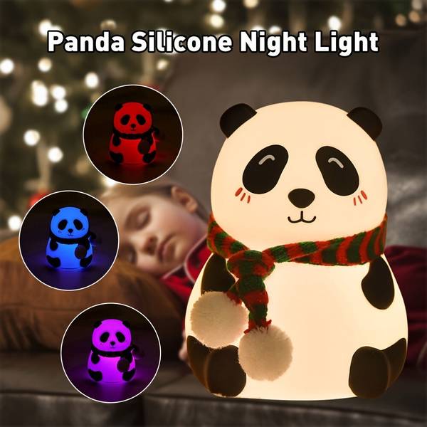 Buyerzone Panda Night Light with Scarf, USB Rechargeable LED Tabletop Touch Control Lamp Night Lamp
