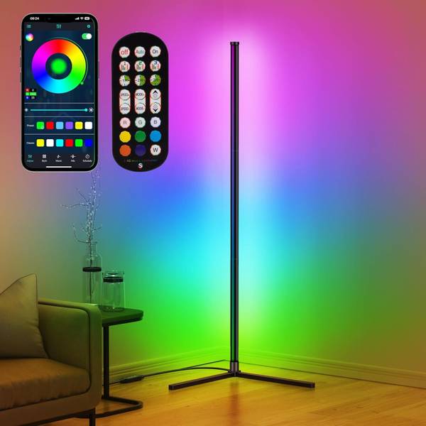 BeeJaySarees LED Corner Lamp,RGB Corner Floor Lamp with App and Remote Control,16 Million. Night Lamp
