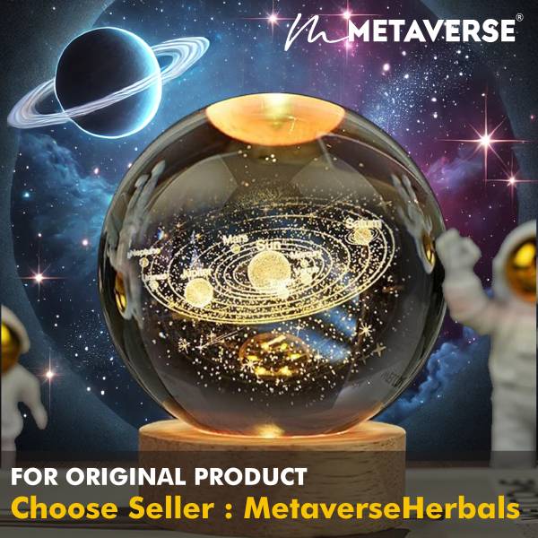 METAVERSE Galaxy Crystal Ball Night Lamp | Night Light | 3D Galaxy | Solar System | Planet Table Lamp