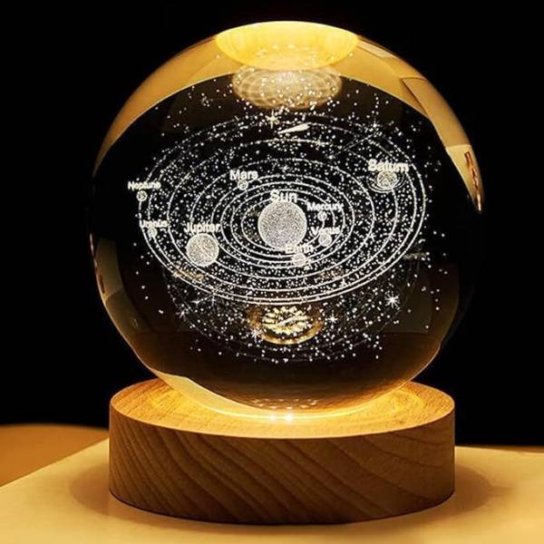 SHCMART 3D Crystal Ball USB Night Lamp | LED Wooden Base Crystal Ball for Decoration Night Lamp