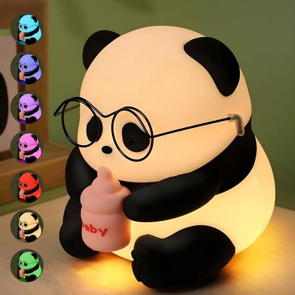 Dazzel Flex Rechargeable Silicone Panda Night Light for Kids | 7-Color LED Changing Lamp Night Lamp
