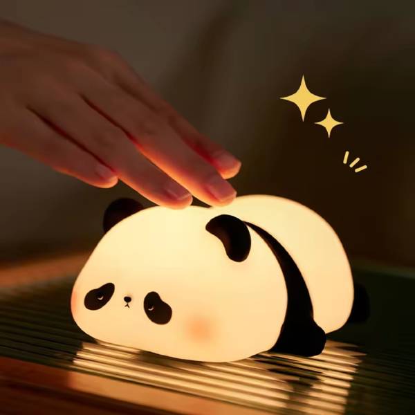 Skstore Panda Night Light LED Squishy Novelty Food Grade Silicone 3 Level Dimmable Night Lamp