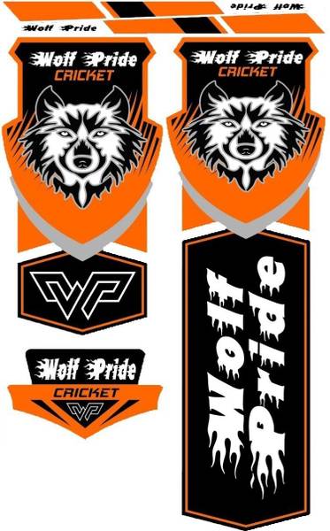 WOLF PRIDE Classic Orange Cricket Bat Sticker