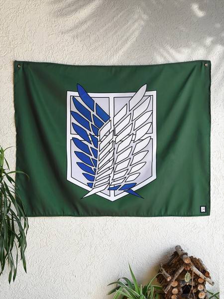 ComicSense Attack on Titan Anime Wings of Freedom Anime Themed Satin Fabric Flag Backdrop Wall Hanging Room Decor 27.5 x 35.5 in Tapestry