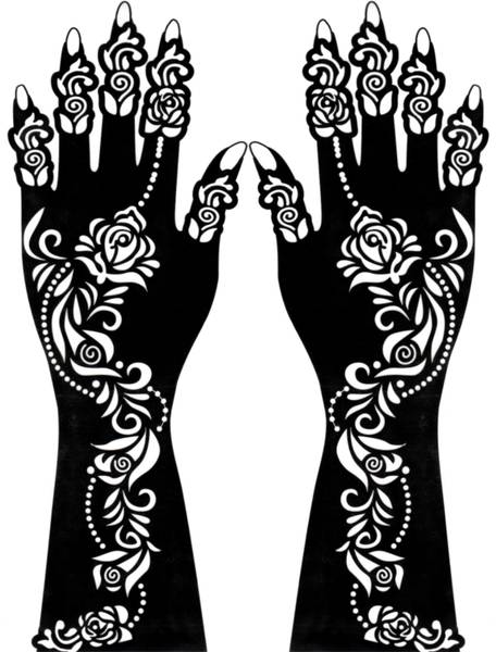 Make Unique Mehndi Sticker Set of 2 Pes|Henna Stencil for Women, Girls Model no 077 Temporary Tattoo Kit