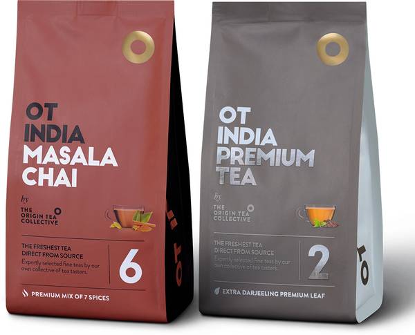 OT INDIA Masala Chai with Mix of 7 Spices & Premium tea with Extra Darjeeling Leaf Plain, Spices Tea Pouch