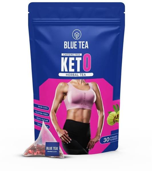 BLUE TEA Keto Fat Burner Tea For Weight Loss, Reduces Fat, Belly Fat, Caffeine Free Garcinia Herbal Infusion Tea Bags Pouch