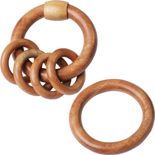 TINIGREEN Neem Wood Teethers for Baby Set of 2 | for 3 Months Baby |One Rattle One Ring Teether