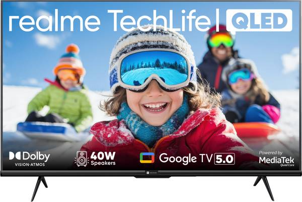 realme TechLife 140 cm (55 inch) QLED Ultra HD (4K) Smart Google TV 2025 Edition 5.0 with Dolby Atmos, and 40 W downfiring speaker