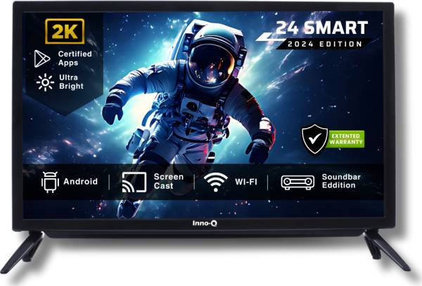 InnoQ Sounbar 60 cm (24 inch) HD Ready LED Smart Android TV with 30W Front Boom Speakers | 1000+ Smart Apps | Mobile Screen Connect | Wifi | Games |