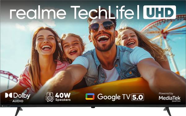 realme TechLife 165 cm (65 inch) Ultra HD (4K) LED Smart Google TV 2025 Edition with 5.0 with Dolby Audio, and 40 W downfiring speaker
