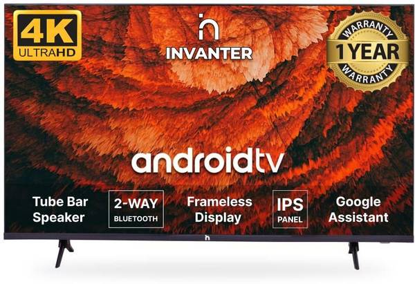 INVANTER Elite Series 139 cm (55 inch) Ultra HD (4K) LED Smart Android TV with Dolby Vision | 2GB RAM 16GB Storage | Dolby Atmos| Google Assistant Voi...