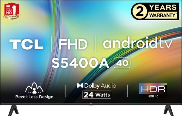 TCL S5400A 101 cm (40 inch) Full HD LED Smart Android TV with Google Assistant | FHD TV + HDR 10 |Android 11|Dynamic Color Enhancement|Bezel-Less Desi...