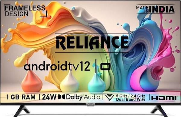 Reliance 81 cm (32 inch) HD Ready LED Smart Android TV with Android 12, 24 W Dolby Audio, Frameless Design