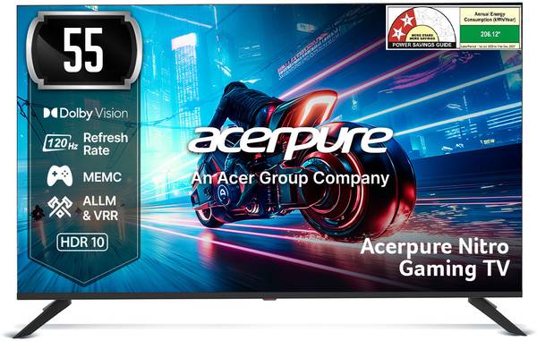 acerpure Nitro 139 cm (55 inch) QLED Ultra HD (4K) Smart Google TV 2025 Edition with 120 Hz GTV 5.0 |Android 14 |Dolby Vision & Dolby Atmos|50W Sound|...