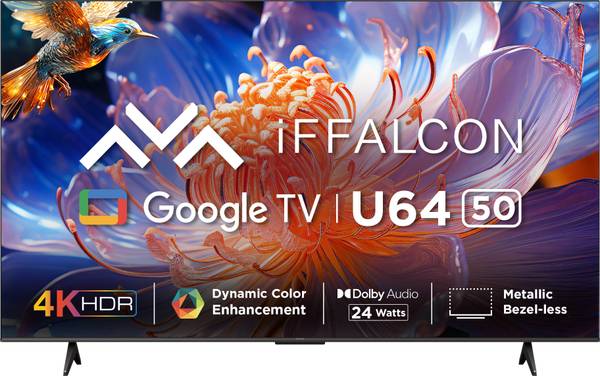 iFFALCON by TCL U64 126 cm (50 inch) Ultra HD (4K) LED Smart Google TV with 24W Dolby Audio, HDR10