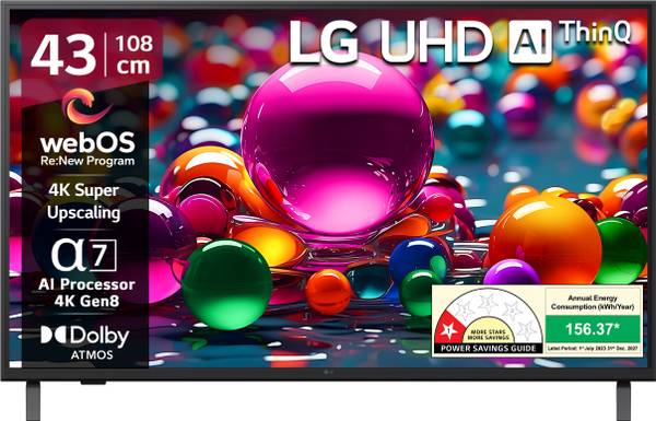 LG UA8200 108 cm (43 inch) Ultra HD (4K) LED Smart WebOS TV 2025 Edition with Alpha7 AI Processor 4K Gen8 | 4K Super Upscaling | AI Picture Pro | 4K E...