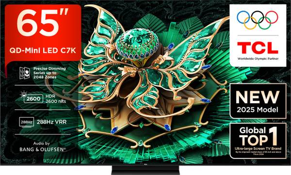 TCL C7K 164 cm (65 inch) Ultra HD (4K) Mini LED Smart Google TV 2025 Edition with Audio by Bang & Olufsen | Hi-End Speakers | Precise Dimming Series U...