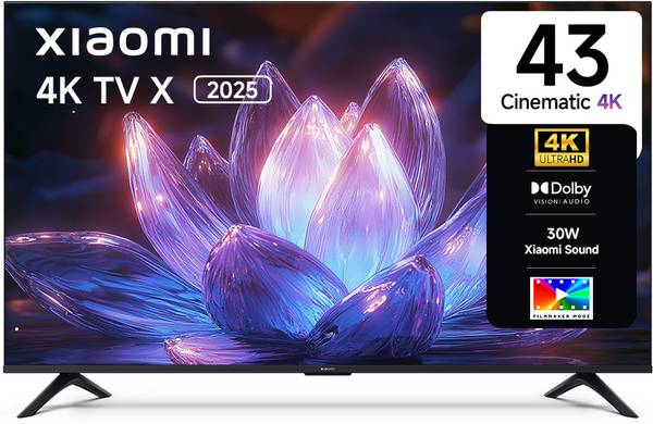 XIAOMI X Series 108 cm (43 inch) Ultra HD (4K) LED Smart Google TV 2025 Edition with Dolby Vision | HDR 10 | 30W Dolby Audio | Xiaomi Sound | Film-mak...