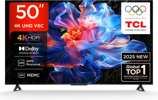 TCL 126 cm (50 inch) Ultra HD (4K) LED Smart Google TV 2025 Edition with MEMC | Dolby Vision-Atmos | HVA Panel & Metallic Bezel-Less