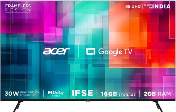 Acer G plus Series 164 CM (65 inch) Ultra HD (4K) LED Smart Google TV with (black) 2024 Model